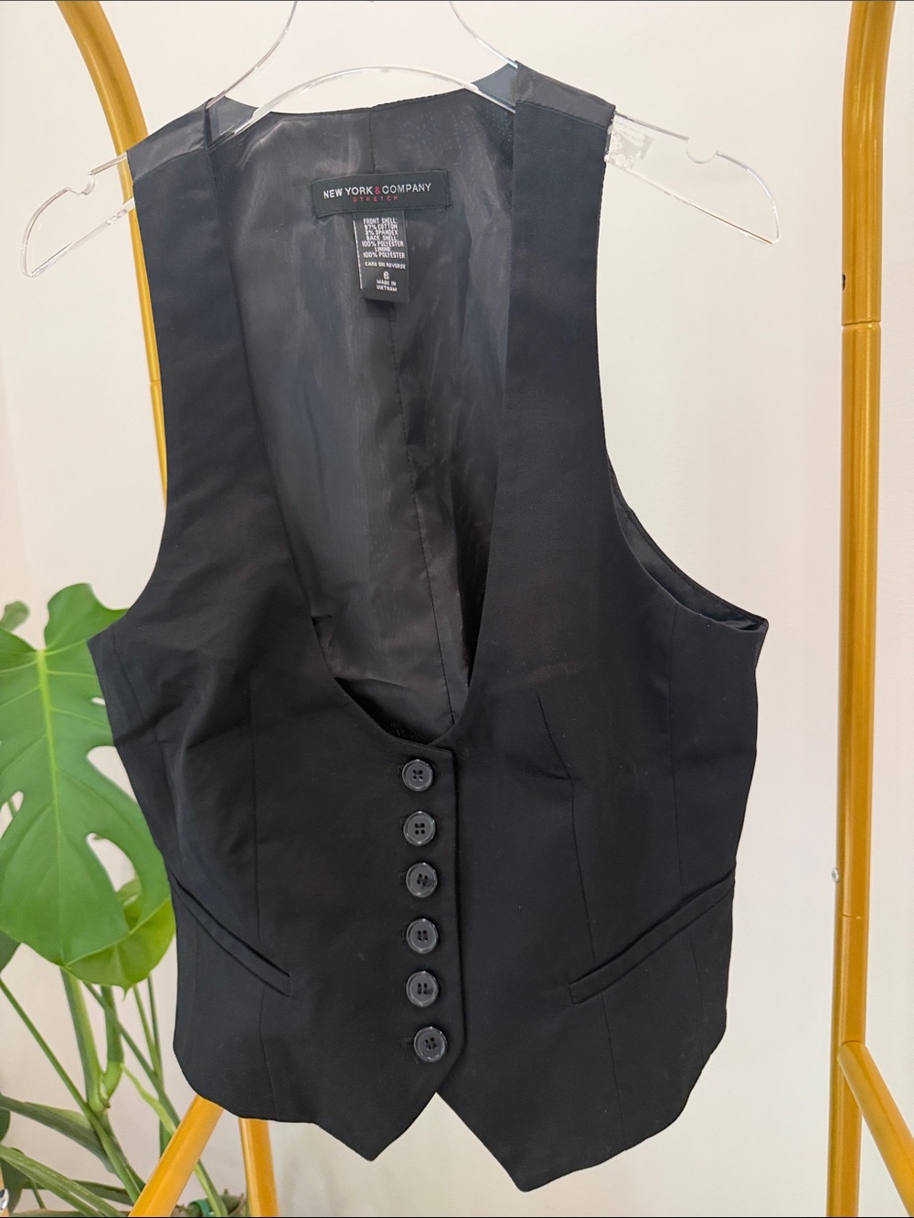New York & Company Black Tailored Button Vest